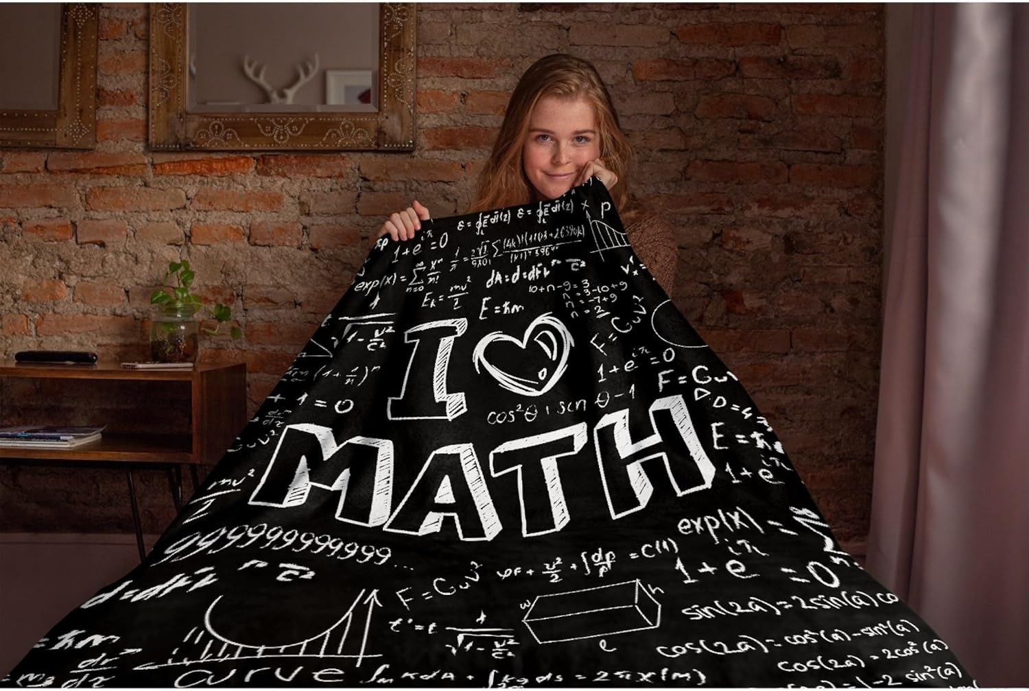 I Love Math Blanket Soft Flannel Throw Blankets for Sofa Bed Couch Math Gifts for Women Men Medium 60×50in for Teen