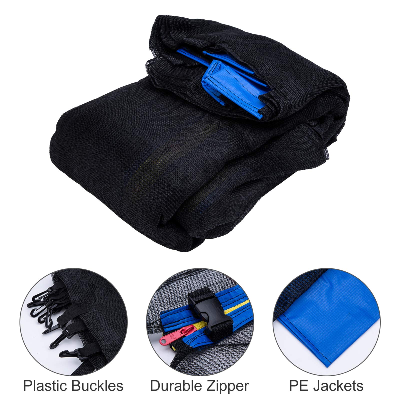 Rete Di Sicurezza Per Trampolino - Ricambio Per 6 O 8 Poli, Misure 2.4m-4.3m, In PE Resistente Ai Raggi UV - Foto 3