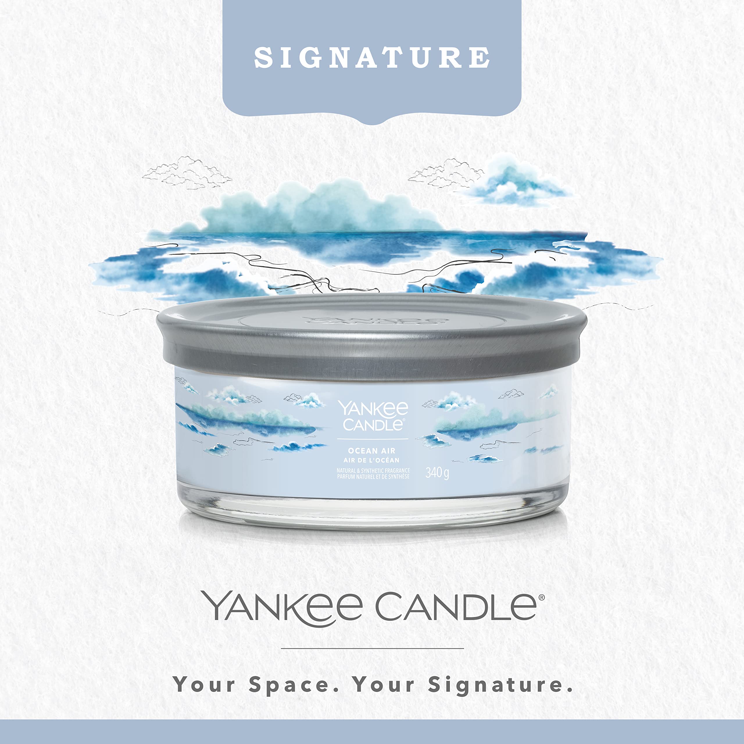 Yankee Candle Vela aromática Signature | Vela en vaso de aire oceánico | Mezcla de cera de soja larga duración | Regalo perfecto para mujeres