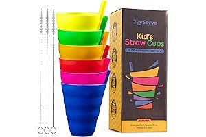 Neon Colors Kids Straw Cups - Set of 6