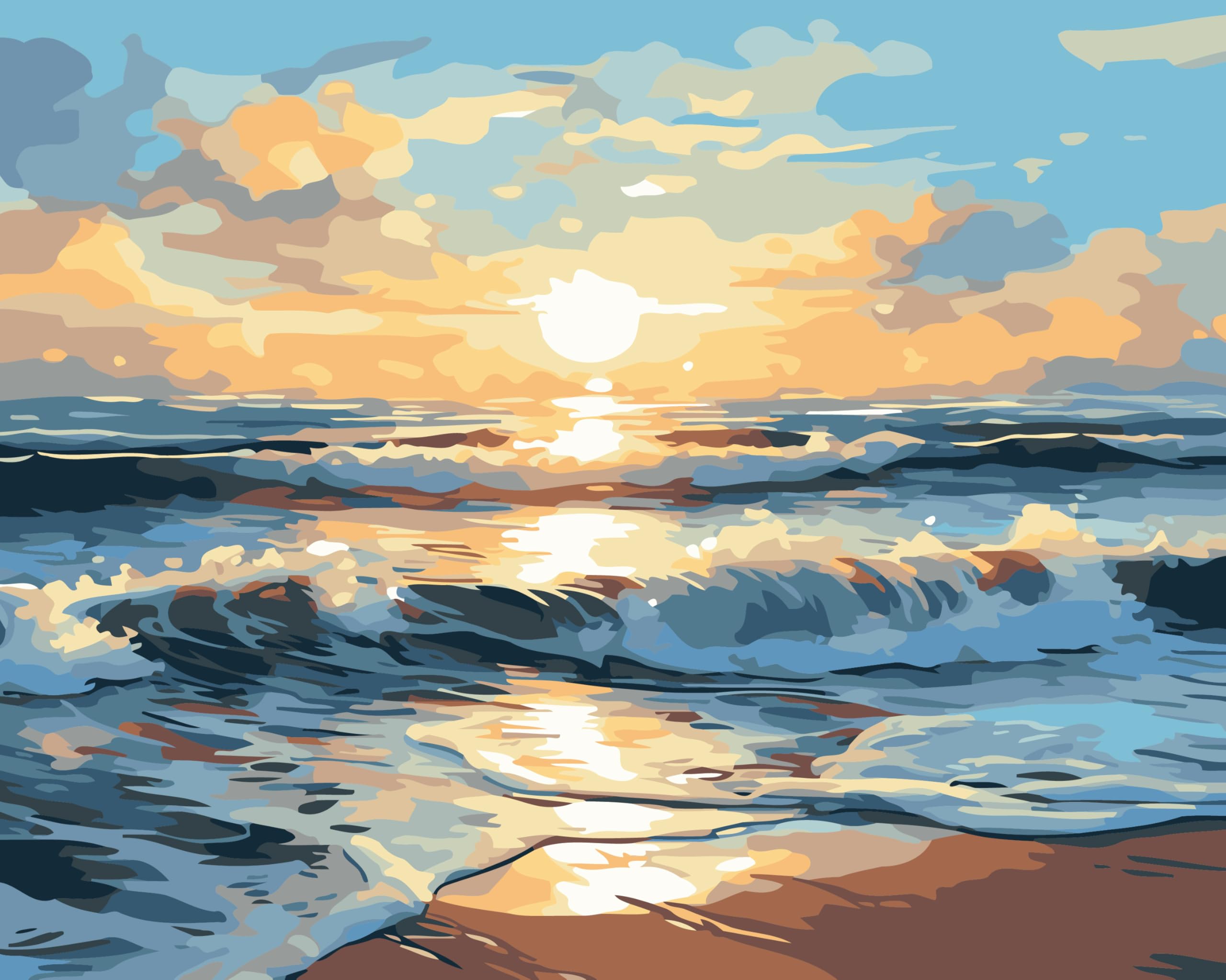 CaptainCrafts Paint by Numbers for Adults Beginner 16x20 Inch DIY Craft Art Paintings Home Wall Decor (Frameless, Sandy Beach Sea Wave) โ image 1