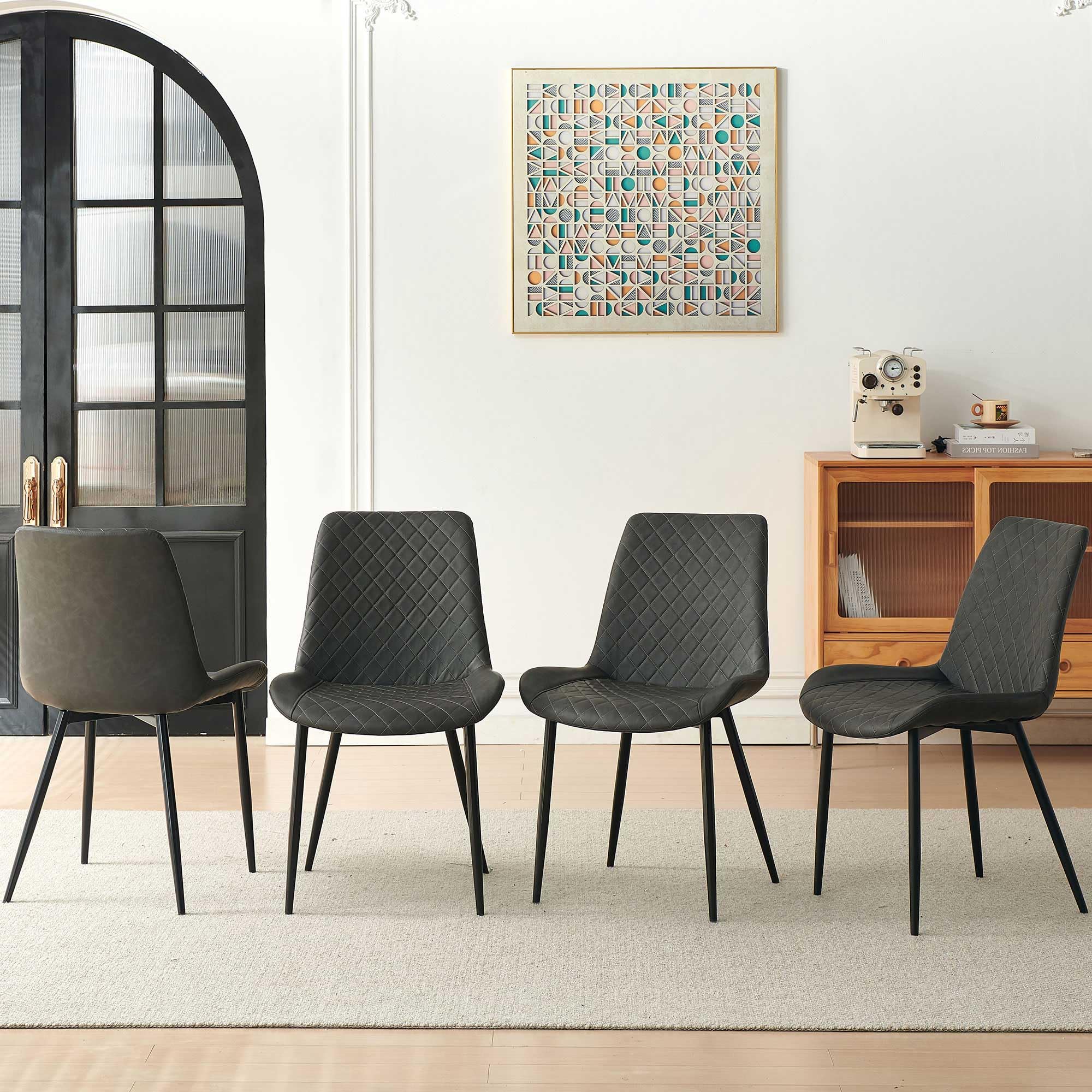 Homedot Modern Dining Room Chairs Set of 4, Mid Century Leather Kitchen Dining Accent Chairs Upholstered Soft Restaurant Receptions Chairs Curved