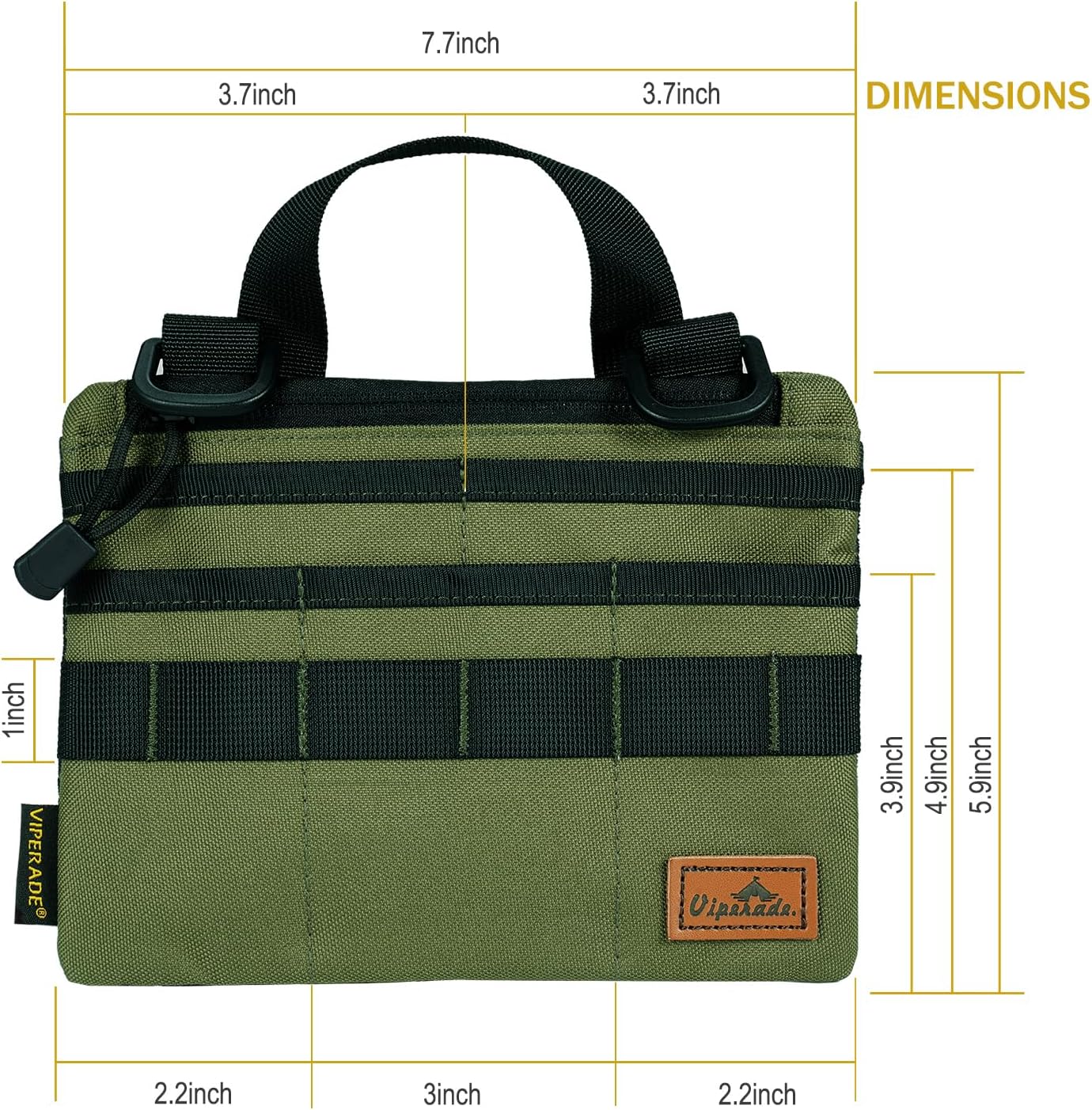 VIPERADE VE5 Slim EDC Pouch with 7 Pockets, Mens Pocket Organizer Multitool Pouch, Mini Crossbody Messenger Bag (No Strap) - Image 4