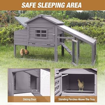 Gutinneen Chicken Coop 69 Chicken House with Large Nesting Box Outdoor Rabbit Hutch with UV Proof Roof,Waterproof