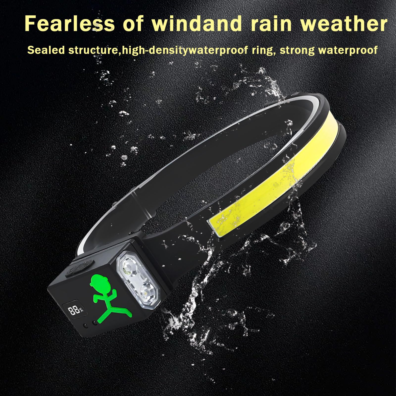 Linterna frontal LED recargable, sensor de movimiento COB de 230°, faros delanteros para frente, luz de casco duro para adultos, linterna LED para el trabajo, correr, senderismo, camping, equipo