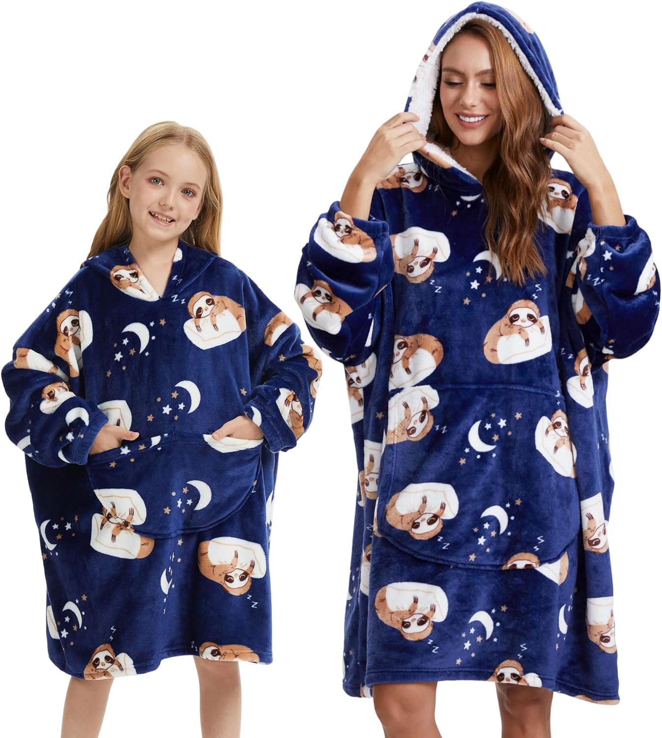 Wearable Blanket Hoodie Red Plaid Warm Sweatshirt Hooded Blanket One Size Fits All