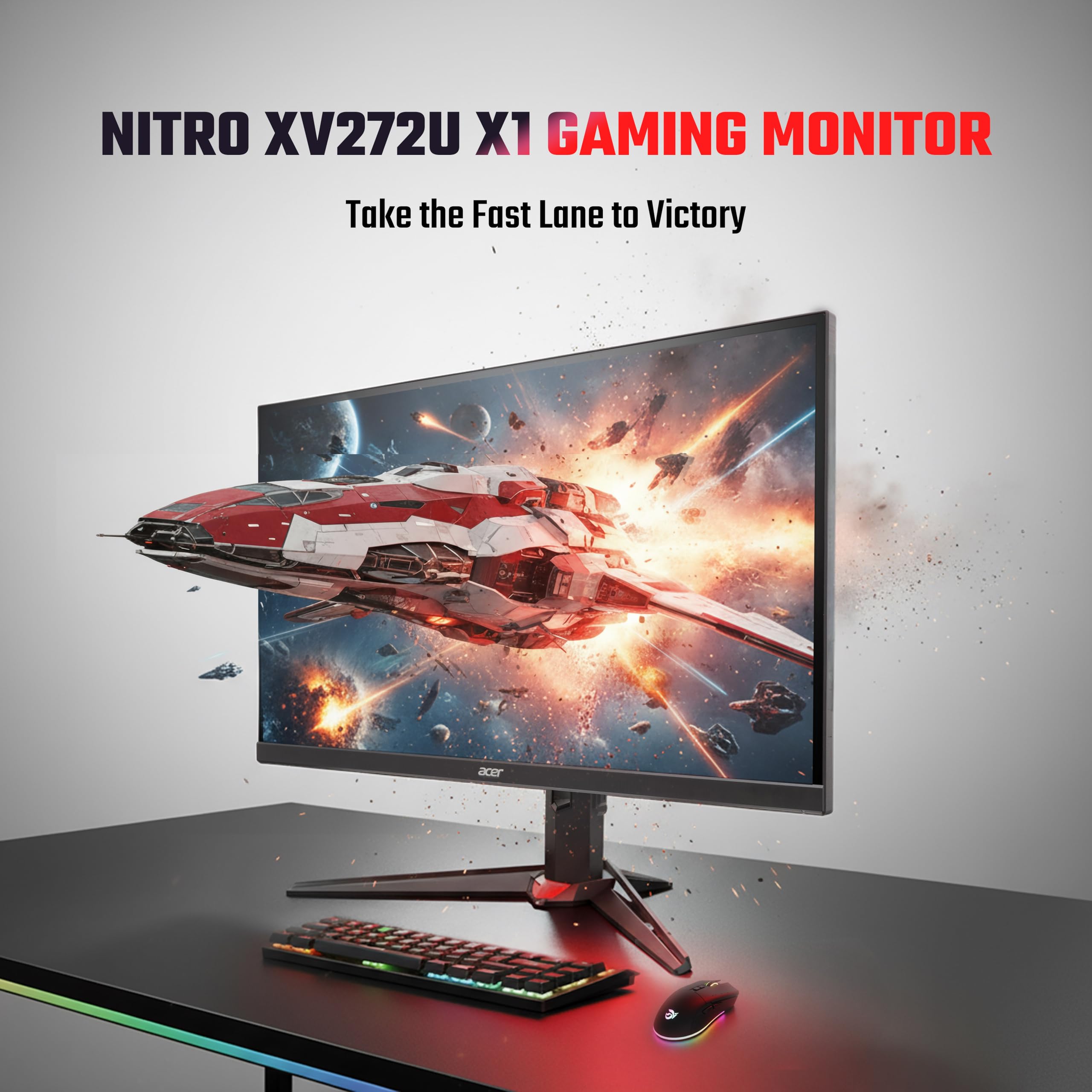 Acer Nitro XV272U X1 27 Inch WQHD (2560×1440) IPS Gaming Monitor | 200Hz Refresh Rate | 0.5ms GTG | AMD FreeSync Premium | HDR400 | 2×HDMI, DP | ErgoStand | 2W×2 Stereo Speakers | DCI-P3 90% | Black — Amazon image 2