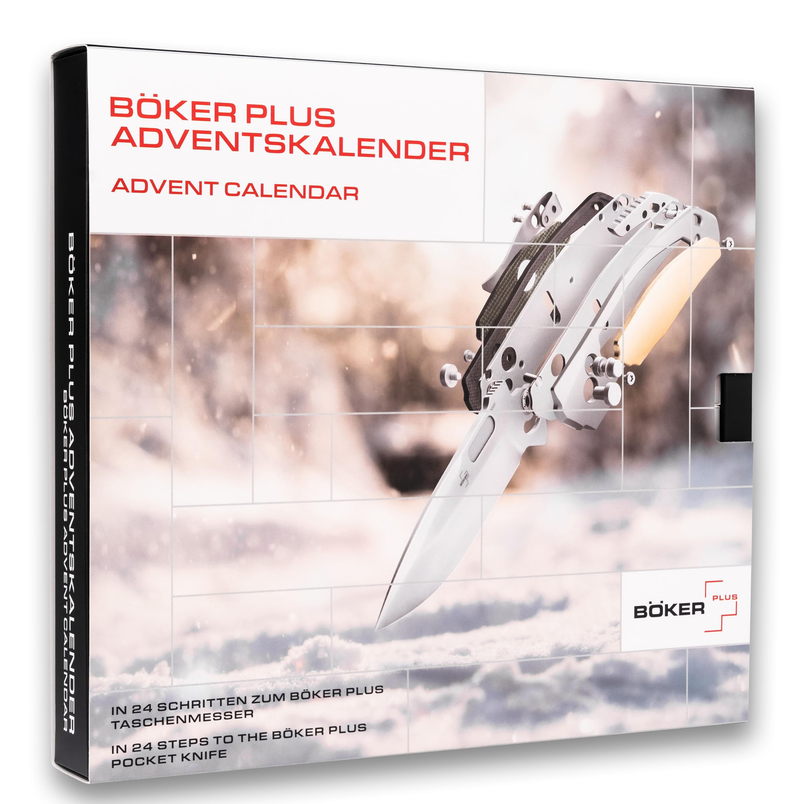BÖKER PLUS Messer Adventskalender 2024 Aphex Mini - Weihnachts-Kalender für Frauen & Männer - Adventsgeschenk für Erwachsene - Klappmesser zum selber machen - DIY Buttonlock Taschen-Messer Bausatz