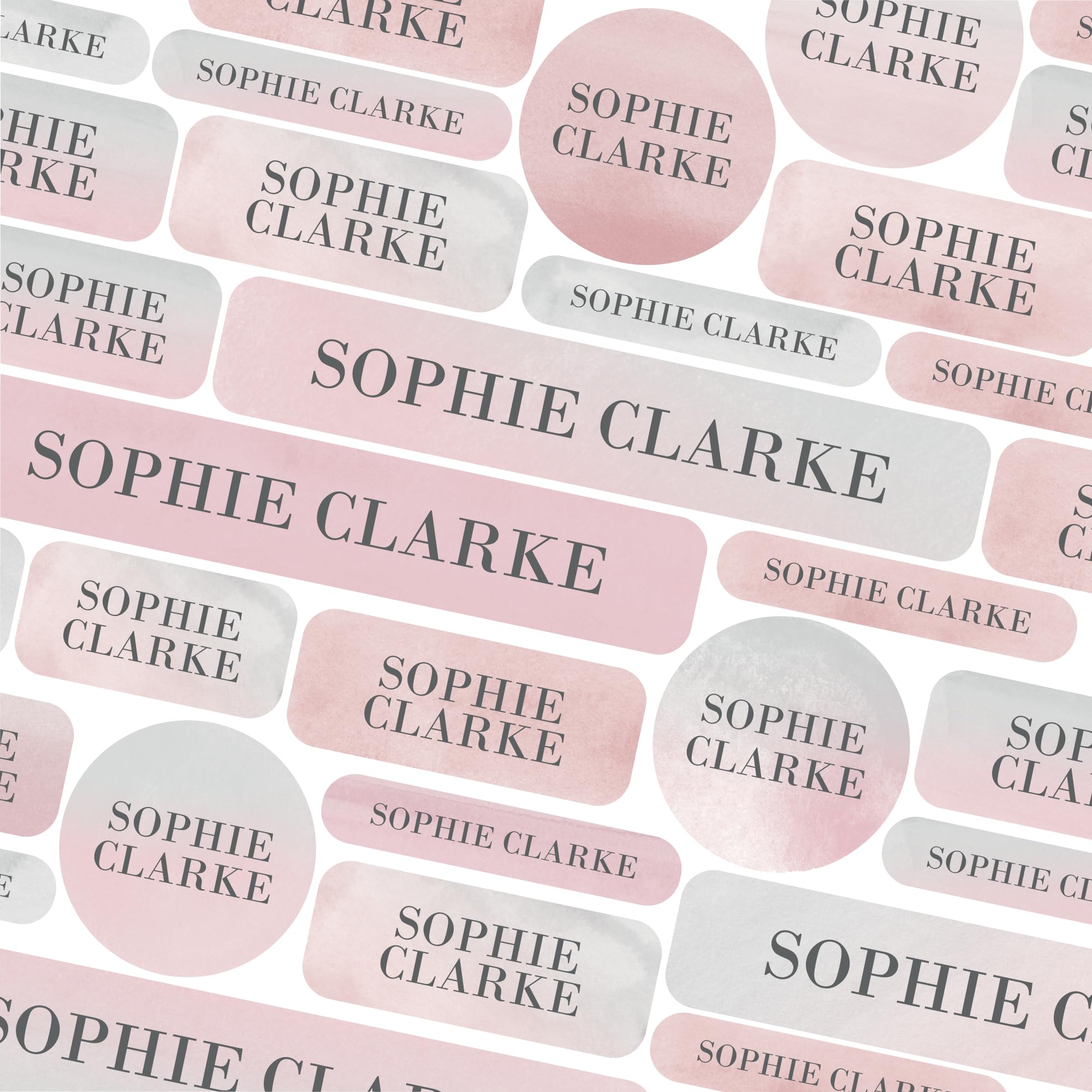 50 Name Labels for Care Homes No Iron Name Tags for Residential Care Hospital Name Stickers for Adults for Clothing, Pill Boxes, Mobility Aids, Slippers, Washable and Dishwasher Safe (Watercolour)