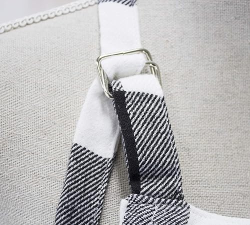 Miniatura 5 de Fennco Styles Delantal de algodón a cuadros de búfalo blanco y negro para cocina y hogar (24 x 36 pulgadas), Negro -