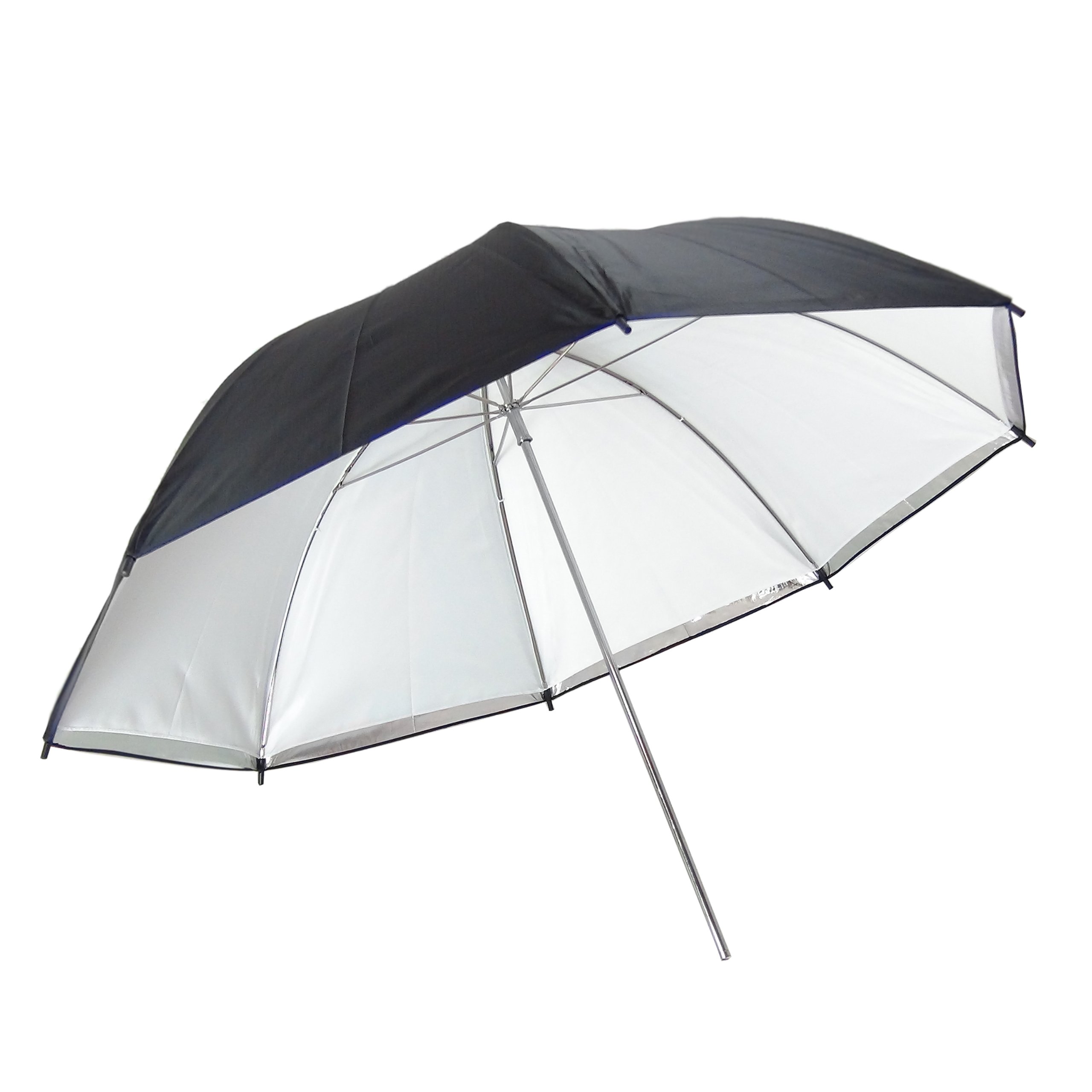 DynaSun UR05 Kit 2 Parapluies pour Studio Photo/Vidéo 2-en-1 avec Réflecteur Détaché - 84cm - Argent/Blanc/Noir
