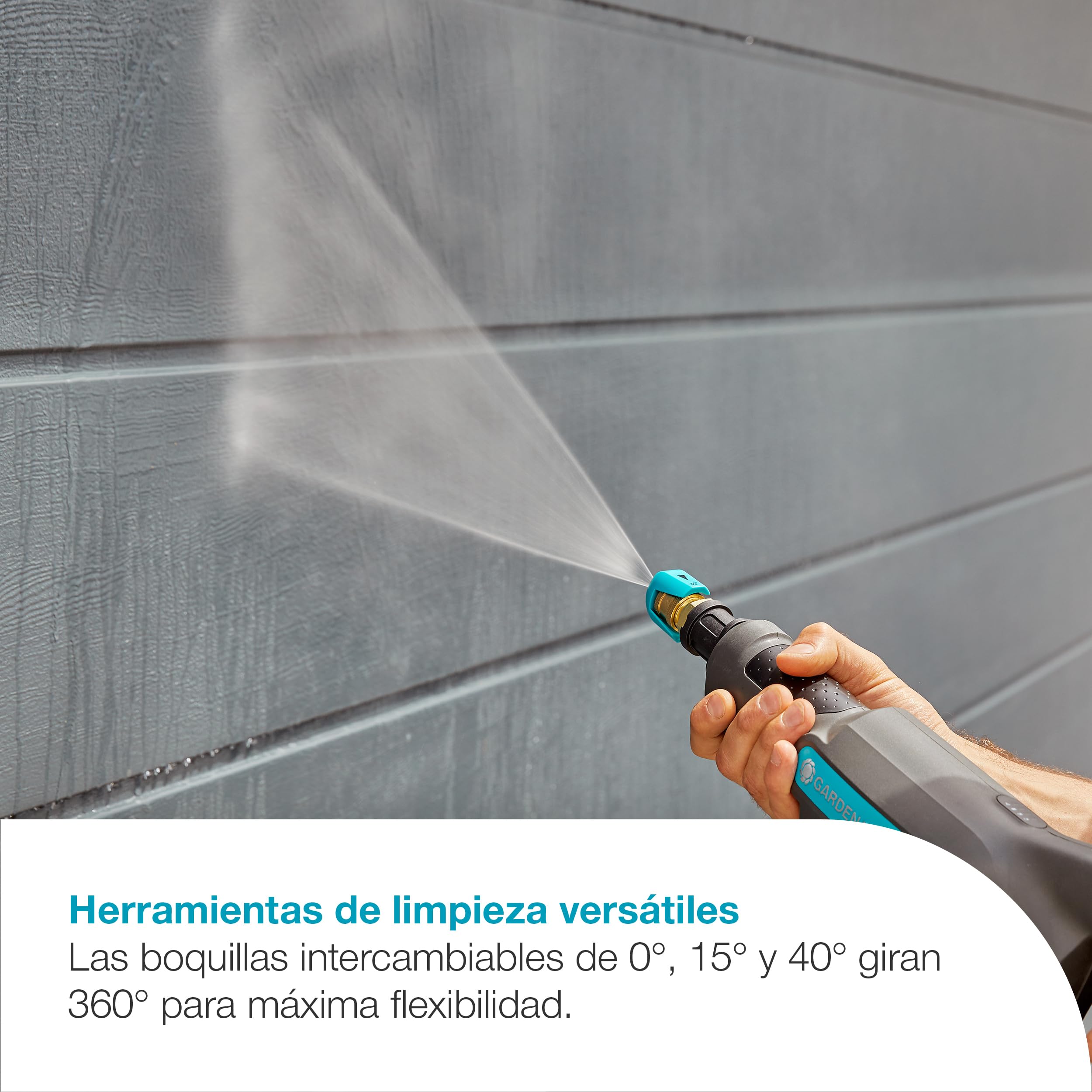 Gardena Hidrolimpiadora a presión media AquaClean 24/18V P4A Premium Set: Accesorios adicionales, Presión de agua ajustable, Accesorios de tobera, 3 modos de limpieza, Sin cable (14800-31)