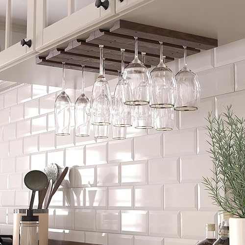 Rustic State Vigo 4 Sectional Adjustable Under Cabinet Stemware Rack