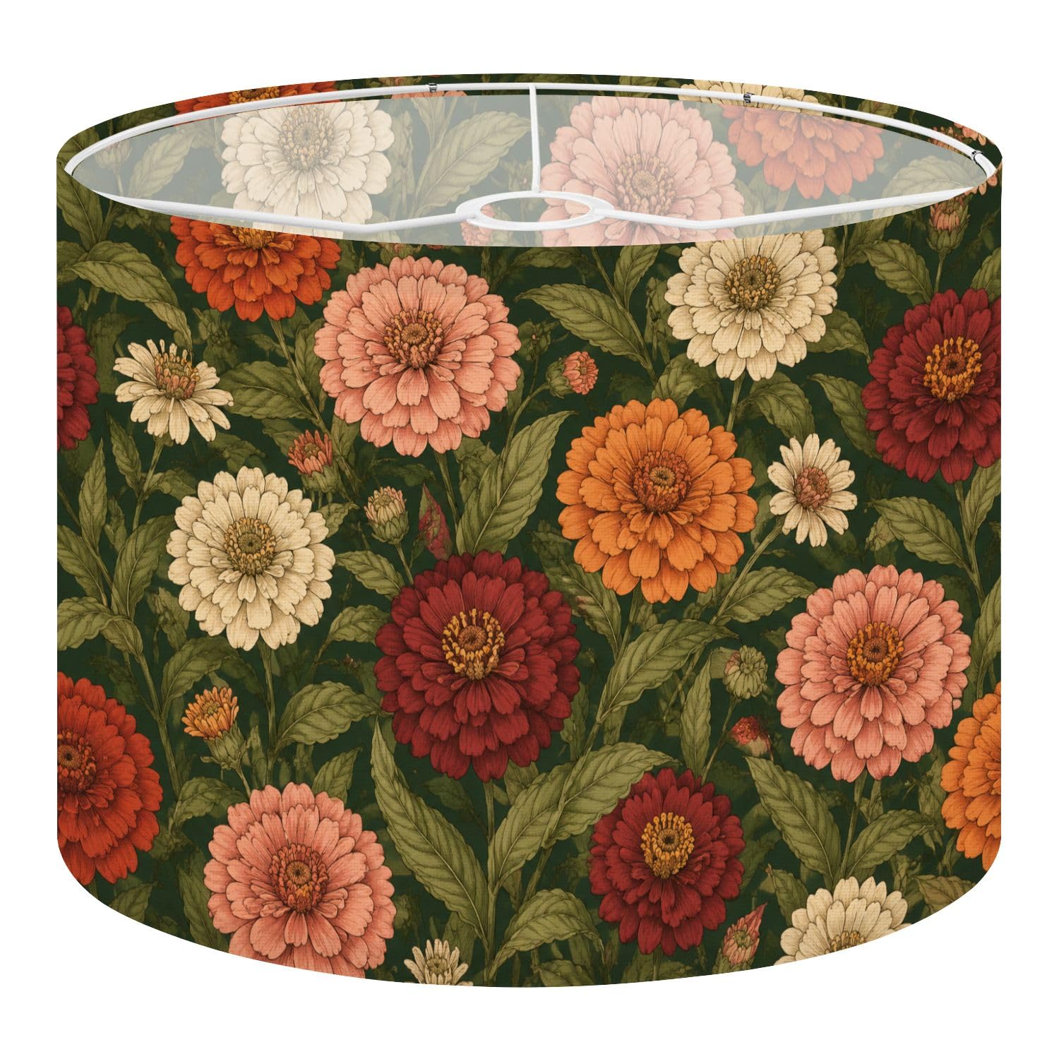 Deruinvaio Multi3 2Pcs 13In Lampshade Lamp Shade Floral Colorful Zinnia Flowers Botanical For Ceiling Light, Table Lamp Floor Lamp Easy Assembly Replacement Light Shade