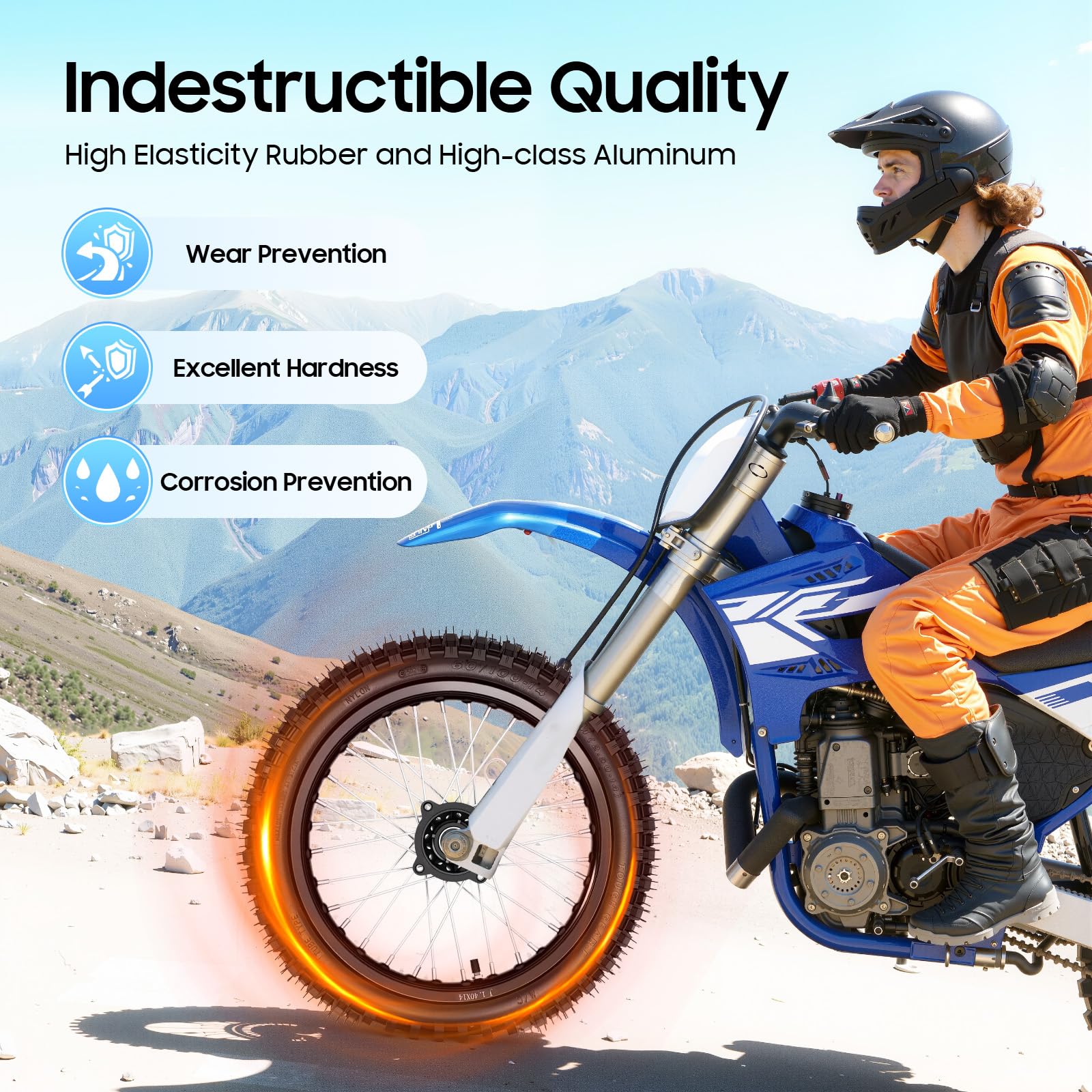 KIT 2 RUOTE COMPLETE PER MOTO 50cc 70cc 90cc RUOTA POSTERIORE 18.5×3.5" (80/100-12) RUOTA ANTERIORE 19.5×3.1" (60/100-14) ALLUMINIO + GOMMA
