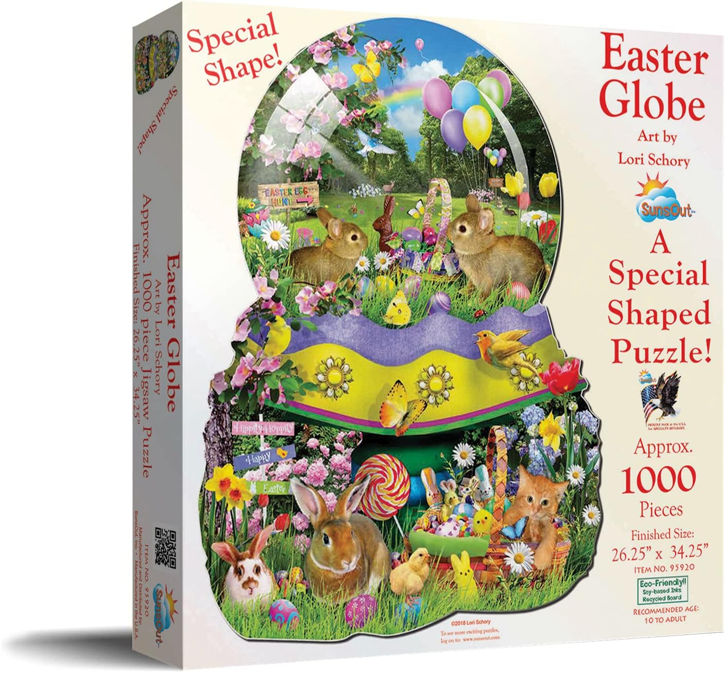 SUNSOUT INC - Easter Globe - 1000 pc Special Shape Jigsaw Puzzle by Artist: Lori Schory - Finished Size 26.25" x 34.25" Easter - MPN# 95920