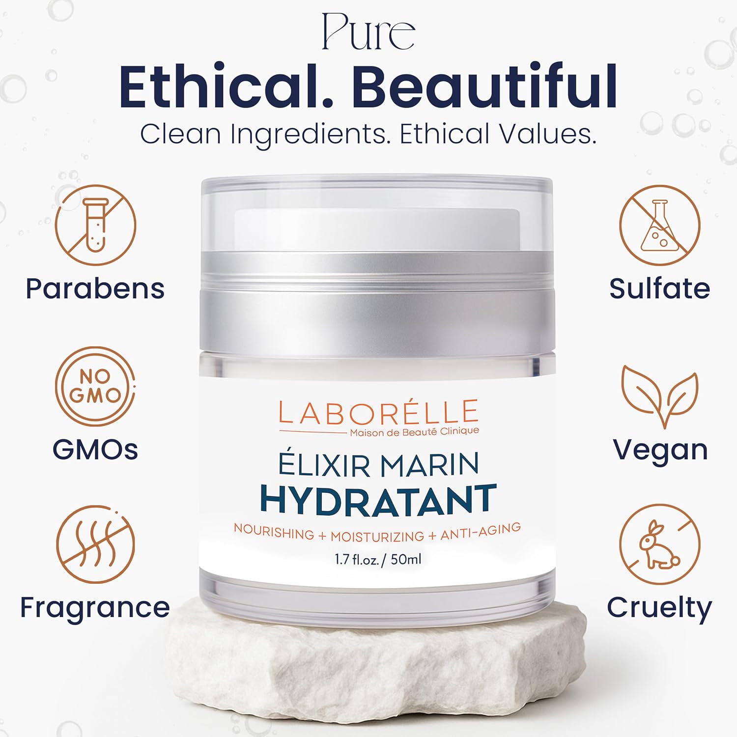 Élixir Marin Hydrating Moisturizer Cream with Hyaluronic Acid & Marine Antioxidant Complex – Lightweight Daily Face Moisturizer for All Skin Types (1.7 fl oz / 50 ml) - Image 3