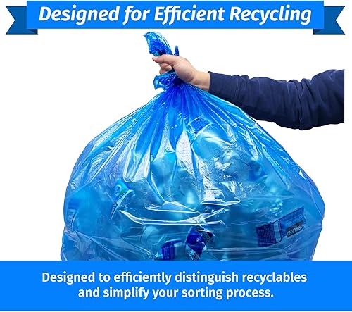 Miniatura 3 de Reli. Bolsas de reciclaje azules de 65 galones, 100 unidades, resistentes, bolsas de basura grandes