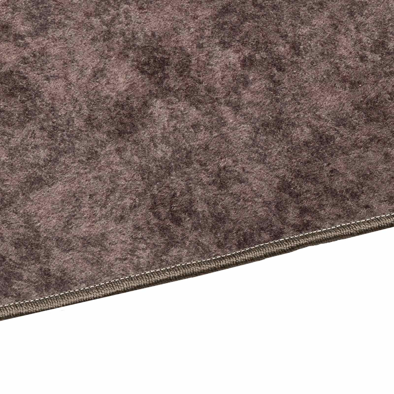 Marsa Tapis de couloir long moderne, lavable en machine, en velours de polyester avec dessous en PVC antidérapant, gris, 450 x 80 cm