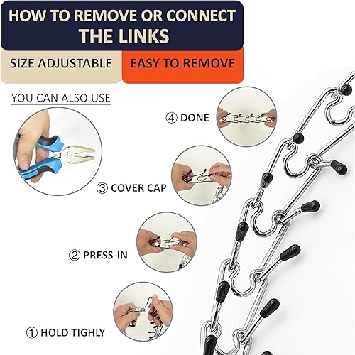 Miniatura 6 de Collar de púas para perros, collar ajustable con hebilla metálica de liberación rápida para perros, collar de acero inoxidable (Mcircunferencia del