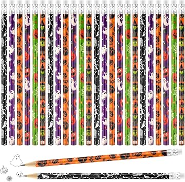 Zuazaor 200 Mixed-color Cute Wooden Pencils in Bulk with Eraser for Halloween Party Favors