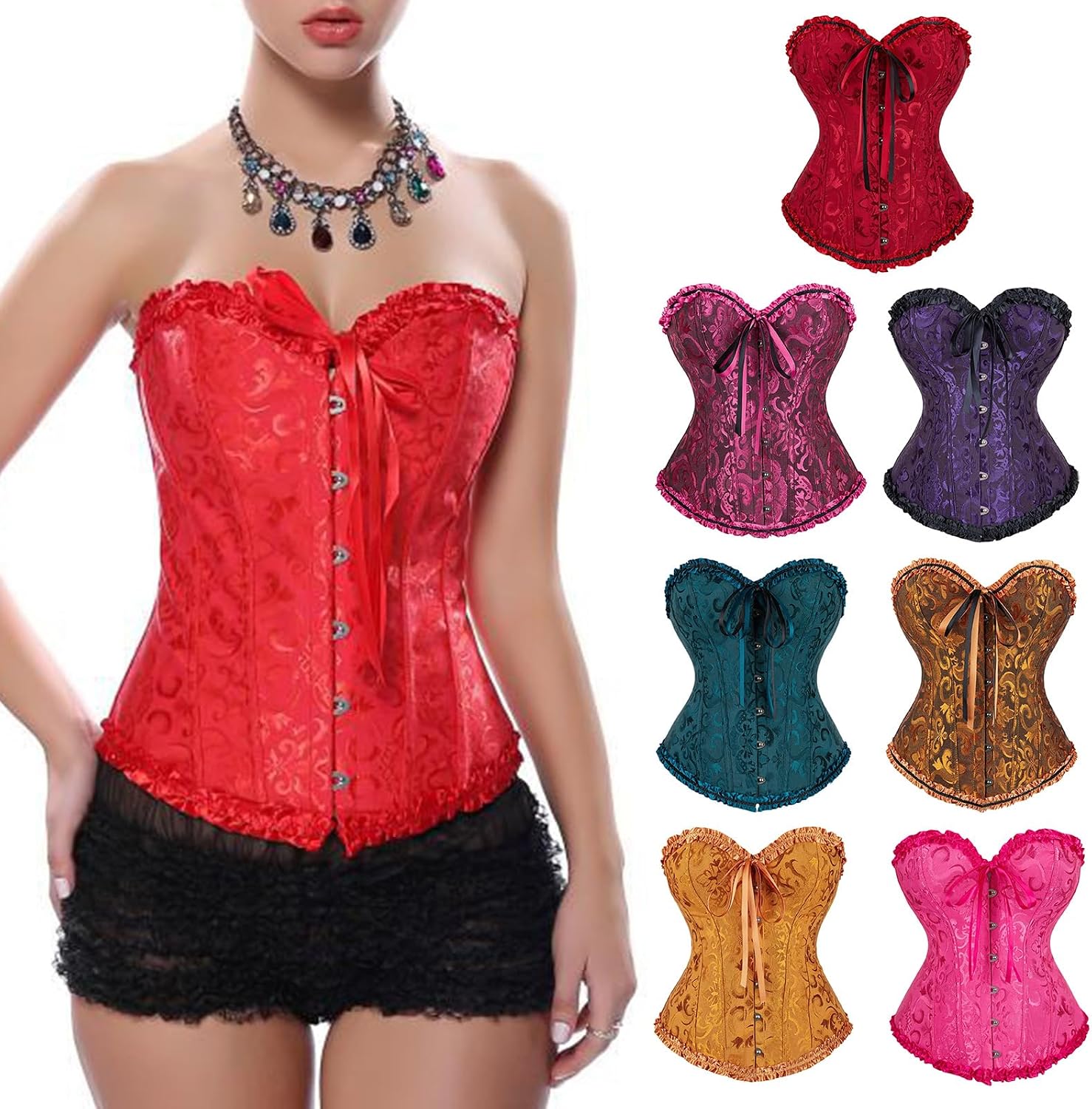 Underbust Wide Laceup Corset Women Shapewear Underbust Bustier For Women Wide Cropped Top Shirring Corset