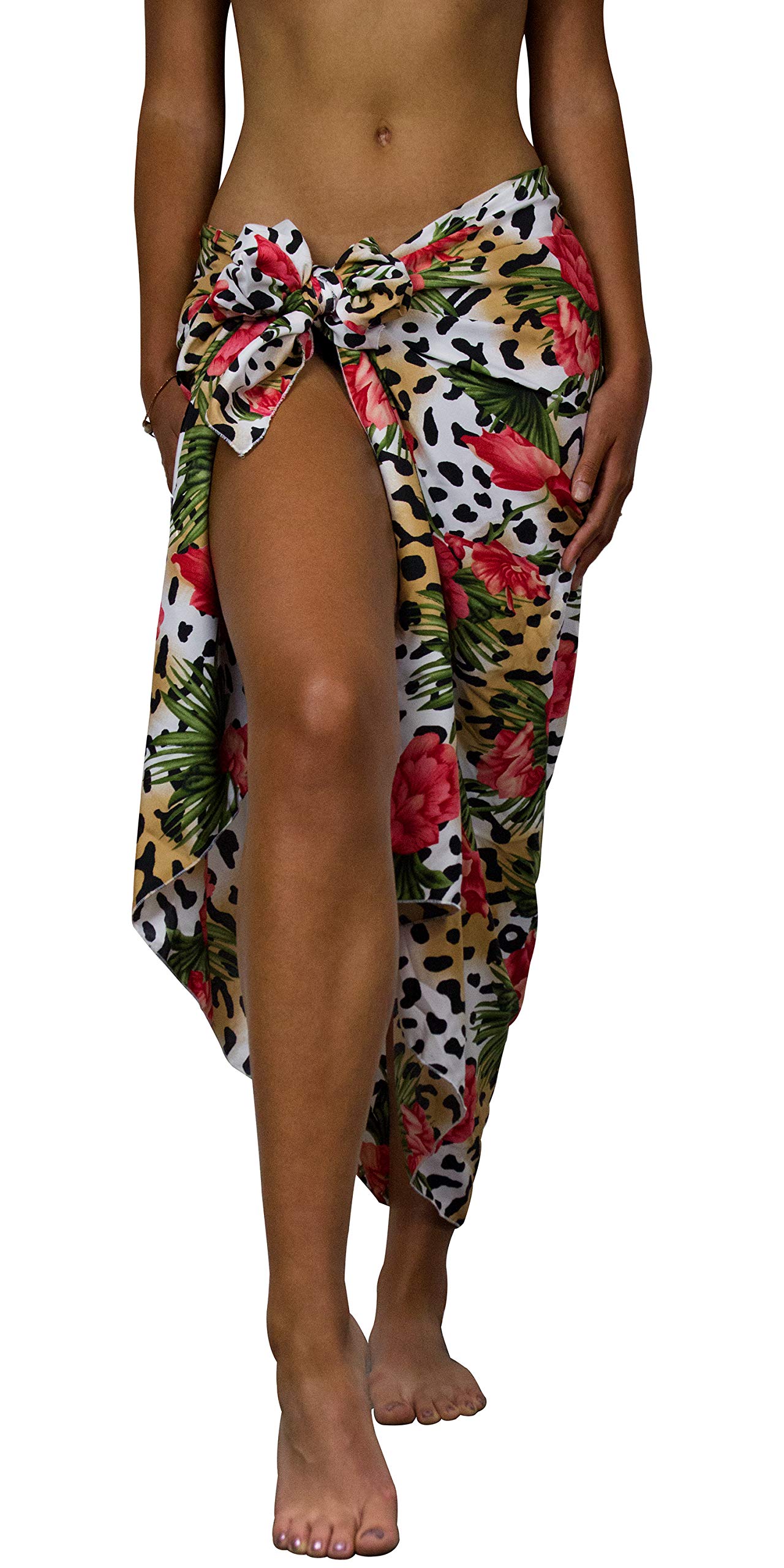 King Kameha Hawaiano Pareo Abrigo De Playa para Mujeres Funda De Bikini Casual Funky Traje De Baño Muy Ruidoso Flores De Leopardo
