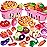 100 Pcs Play Food Set for Kids Kitchen, Pretend Food Toy for Toddlers, Play Kitchen Toys Accessories with 2 Baskets, Cutting Fake Food/Fruit/Vegetable, Christmas Birthday Gifts for Boys and Girls