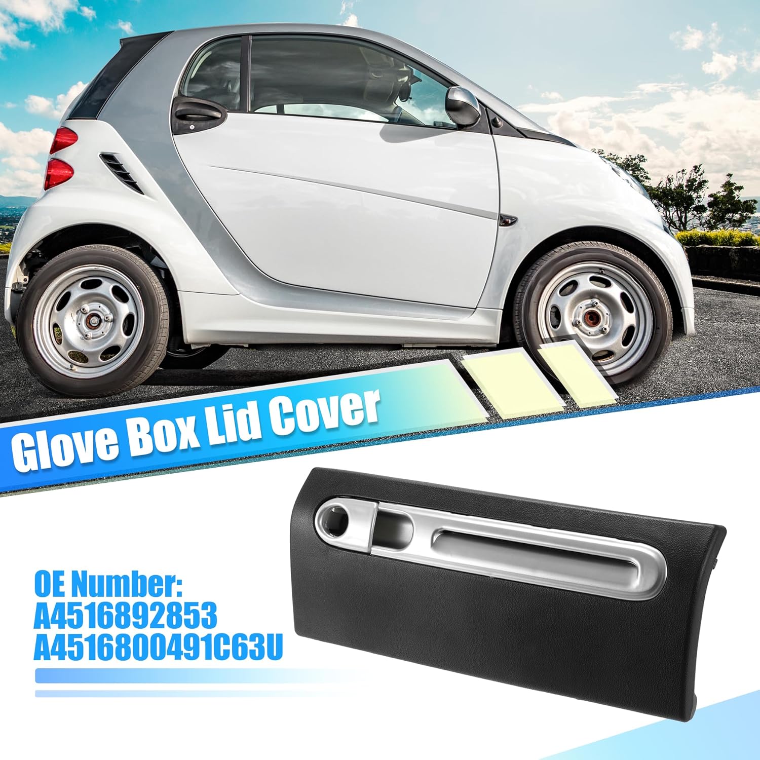 uxcell Dash Glove Box Door Lid Cover for Smart Fortwo W451 2007-2019 Glove Compartment Lid No.A4516892853/A4516800491C63U Black