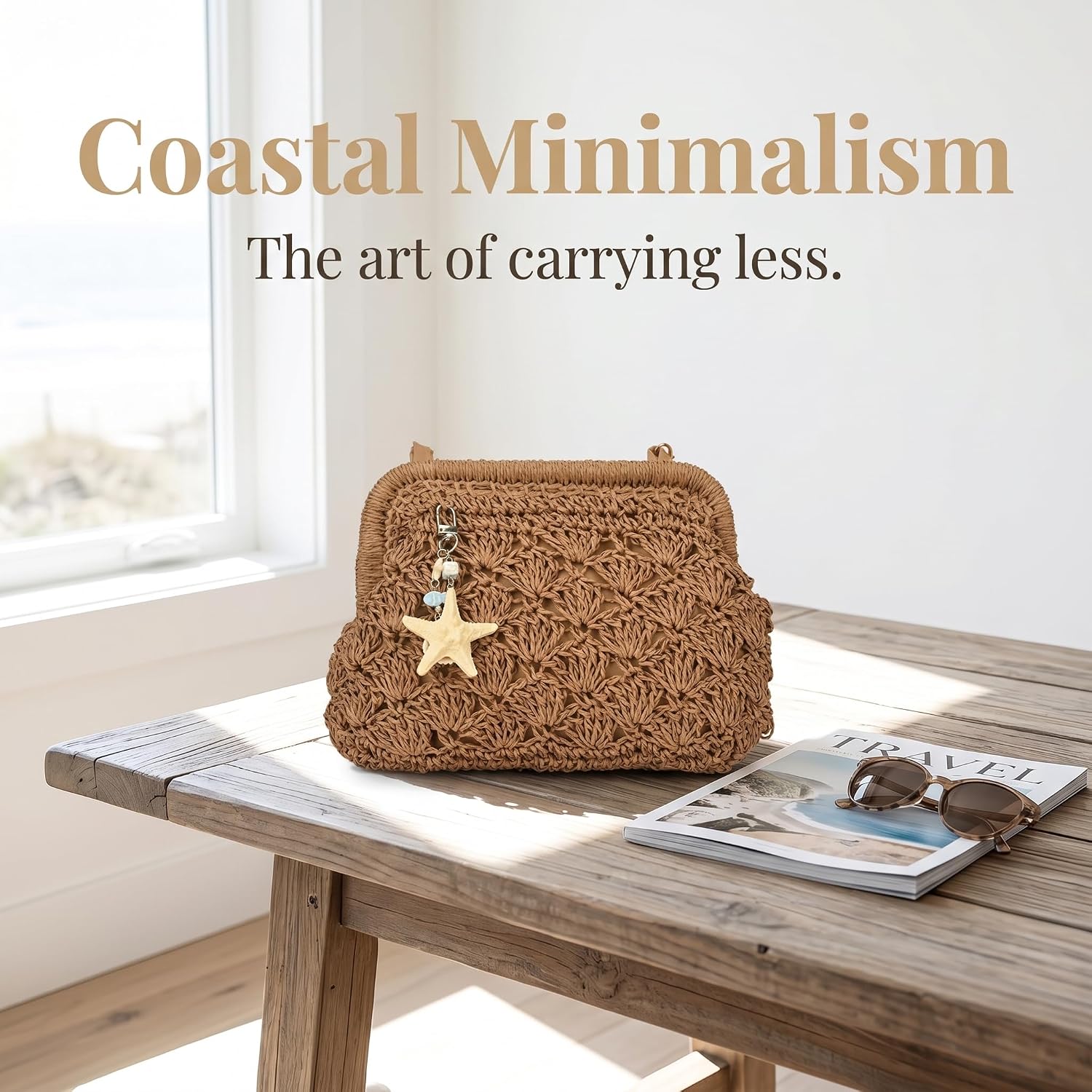 Straw Clutch Purses for Women, Summer Beach Woven Handbag，Vacation Bag