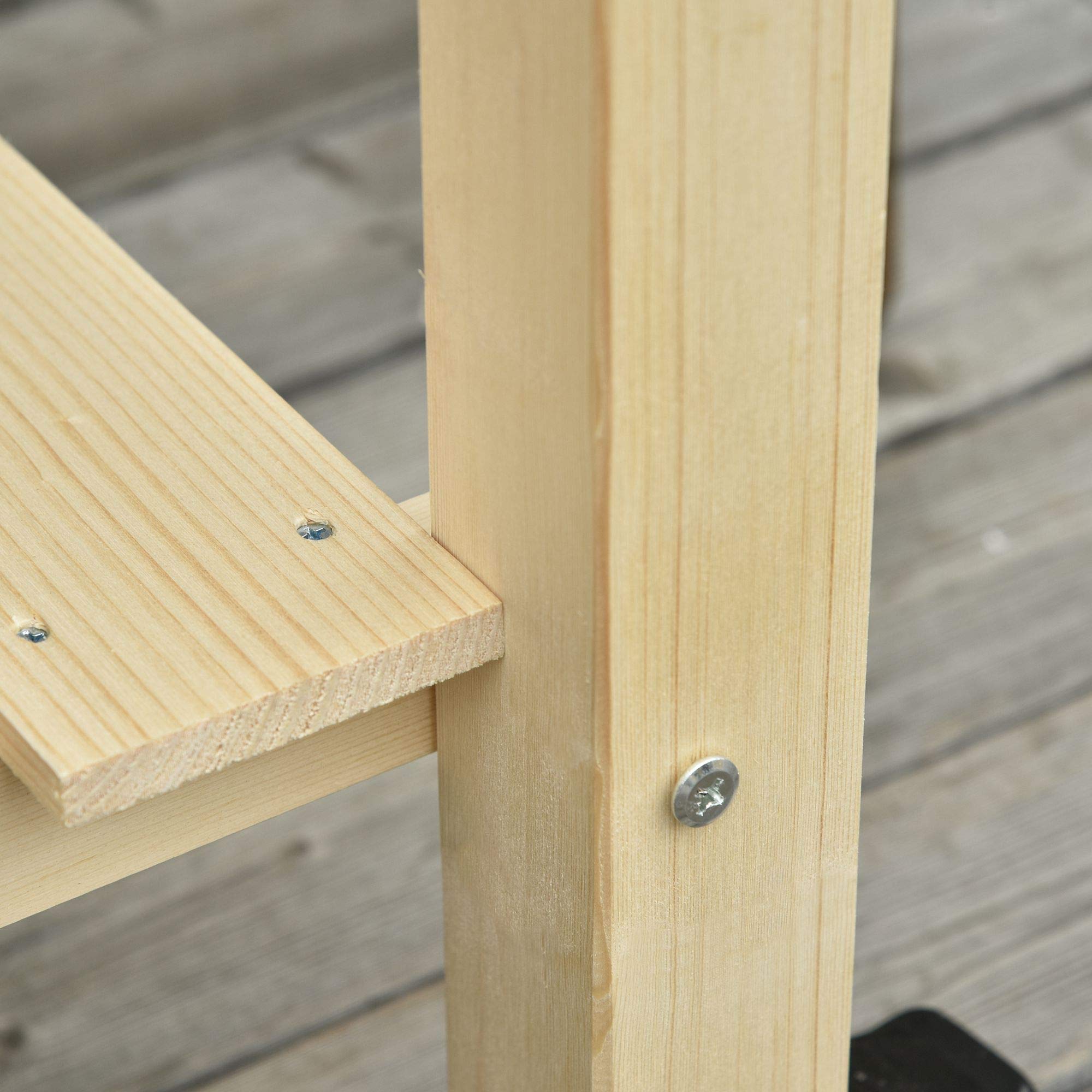 Outsunny Huerto Urbano Mesa de Cultivo 118x55x83 cm Elevado de Madera con Estante Tela Geotextil Ruedas con Frenos Portátil para Cultivo en Jardín Terraza Color Natural