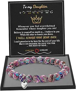 Stocking Stuffers for Teens, Christmas Gifts for Mom from Daughter Beaded Bracelets for Women Teen Girl Gifts Adjustable Charm Link Bead Birthday Graduation Gift for Her Girlfriend Sister