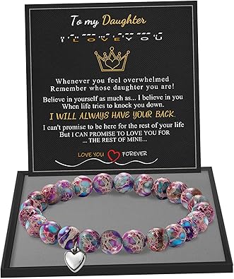 Stocking Stuffers for Teens, Christmas Gifts for Mom from Daughter Beaded Bracelets for Women Teen Girl Gifts Adjustable Charm Link Bead Birthday Graduation Gift for Her Girlfriend Sister