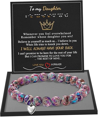 Stocking Stuffers for Teens, Christmas Gifts for Mom from Daughter Beaded Bracelets for Women Teen Girl Gifts Adjustable Charm Link Bead Birthday Graduation Gift for Her Girlfriend Sister