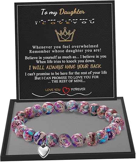 Stocking Stuffers for Teens, Christmas Gifts for Mom from Daughter Beaded Bracelets for Women Teen Girl Gifts Adjustable Charm Link Bead Birthday Graduation Gift for Her Girlfriend Sister