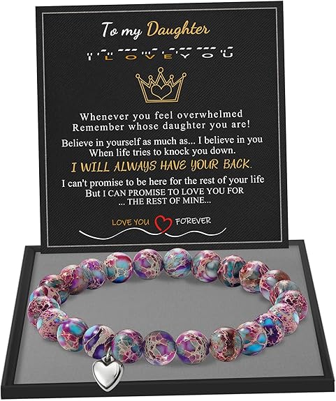 Stocking Stuffers for Teens, Christmas Gifts for Mom from Daughter Beaded Bracelets for Women Teen Girl Gifts Adjustable Charm Link Bead Birthday Graduation Gift for Her Girlfriend Sister