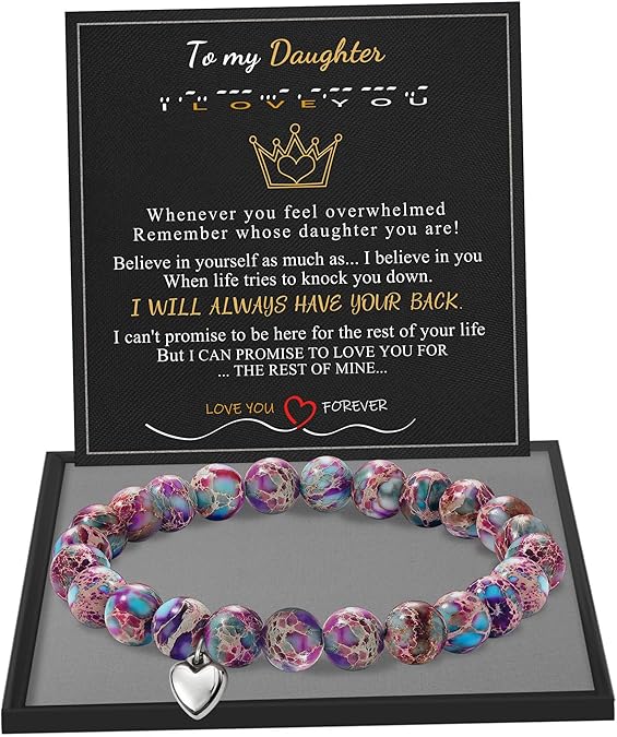 Stocking Stuffers for Teens, Christmas Gifts for Mom from Daughter Beaded Bracelets for Women Teen Girl Gifts Adjustable Charm Link Bead Birthday Graduation Gift for Her Girlfriend Sister