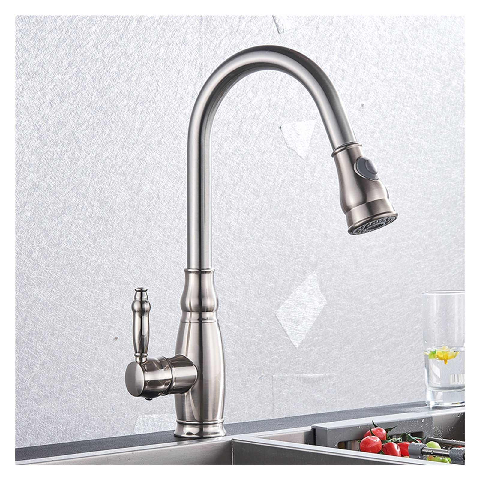 Yjyjy Brushed Nickel Faucet Bronze Black Kitchen Faucets Pull Out Kitchen Sink Hot Cold Mixer Tap Water Mixer Tap Crane For Kitchen 360 Rotation Mixer Tap Tap