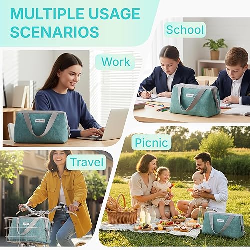 Miniatura 6 de Lonchera aislada para mujeres, hombres y niños  Lonchera reutilizable de 9 litros, bolsa enfriadora a prueba de fugas para el trabajo, escuela,