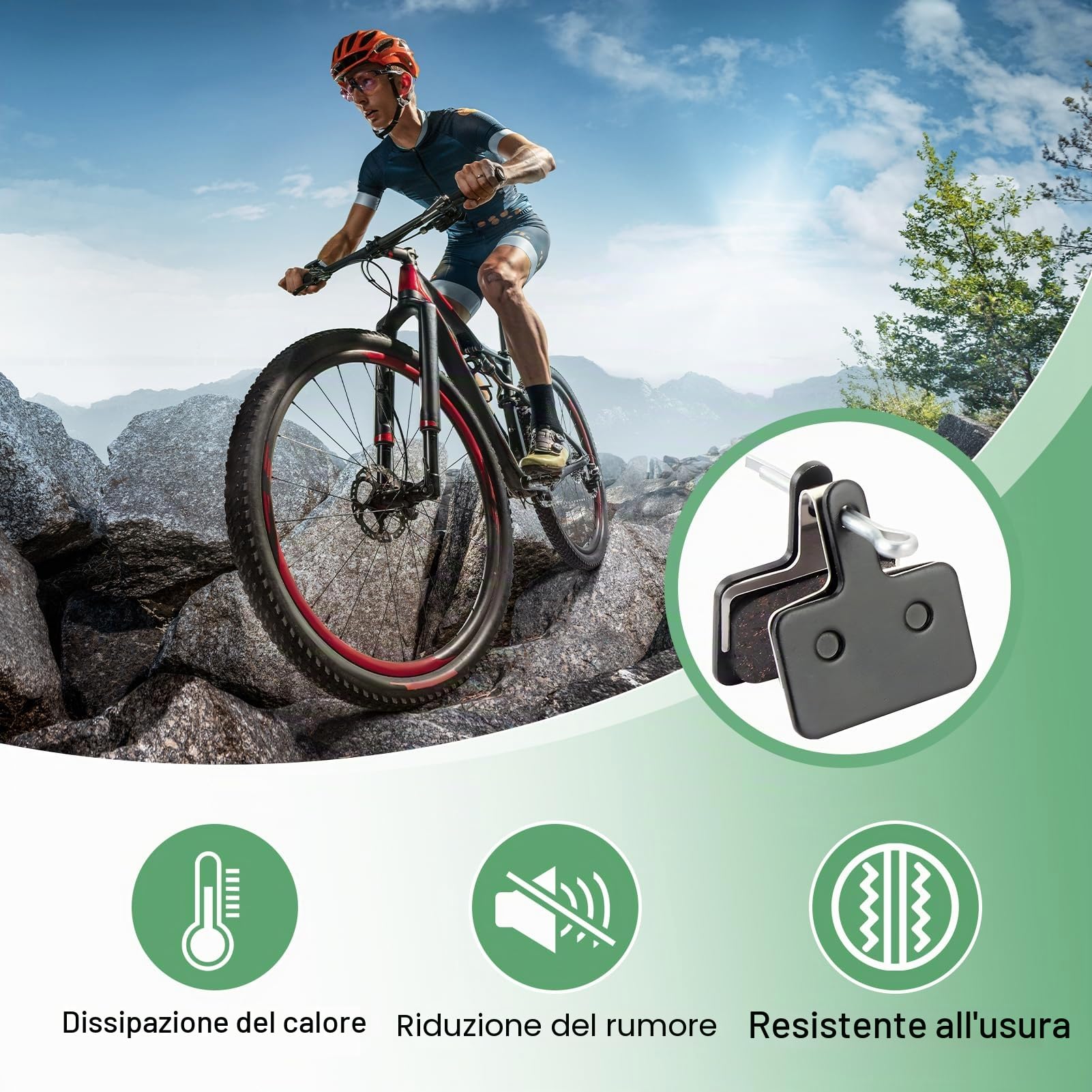 Pastiglie Freno Bici, 4 Paia Pastiglie Freno a Disco Bicicletta, Accessori MTB Ebike per Shimano Deore B01S B03S MT200 MT500 M575 M525 M515 T615 T675 M505 M495 M486 M485 Tektro HD-M740 TRP Hylex