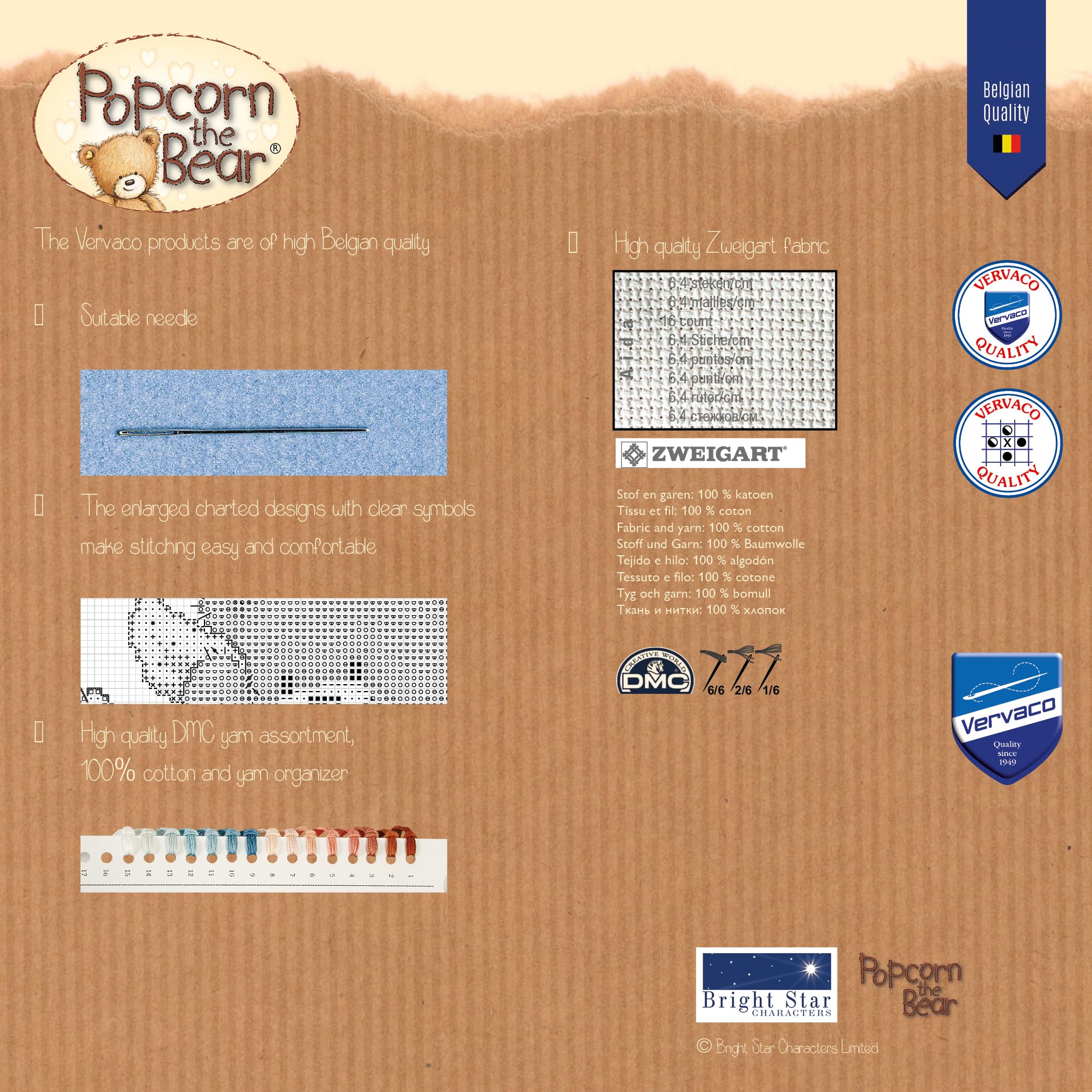 Vervaco Point De Croix Compté Kit Tableau Complet Set POPCORN De