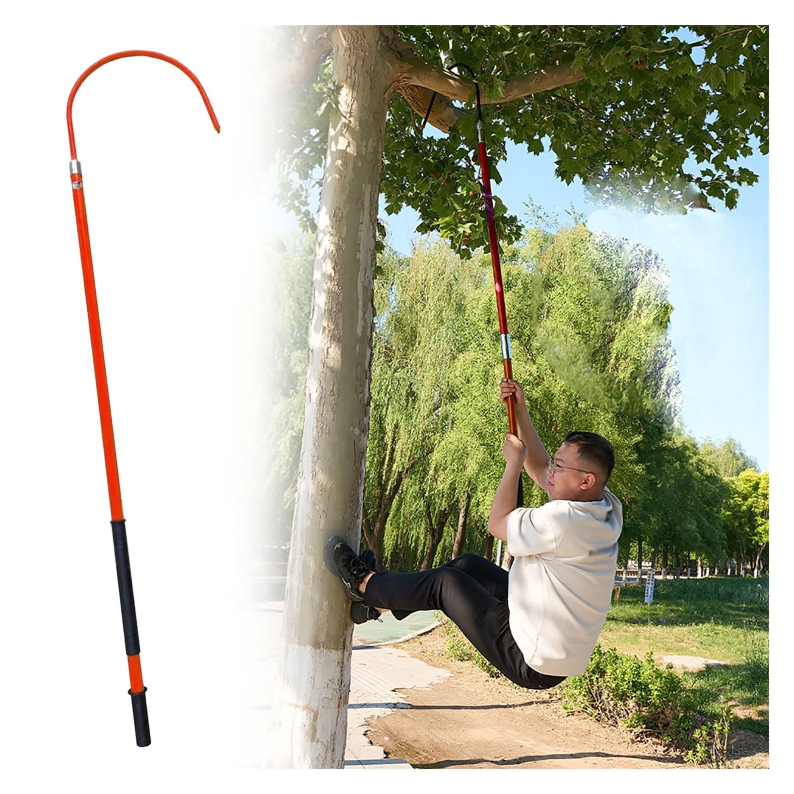 Jyhhcys Red Electric Shock Rescue Hook, Anti-Electrocution Insulated Rescue Hook For Circuit Breaker, Emergency Rescue Tool For Electricians, Linemen, Automotive Repairers(,35 Kv - 1.5M/4.9Ft)
