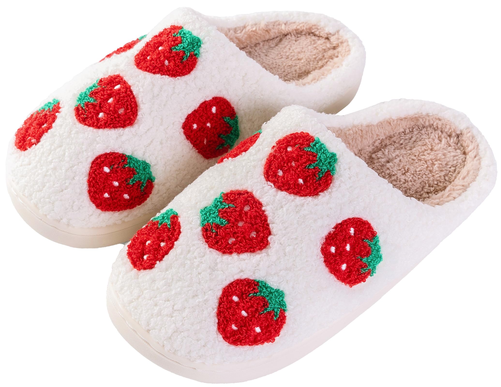 Women Slippers Cute Pattern Big Heart Mushroom Warm Soft Bedroom Shoes Fuzzy Closed Toe Sandals Non Slip House Bedroom Slippers