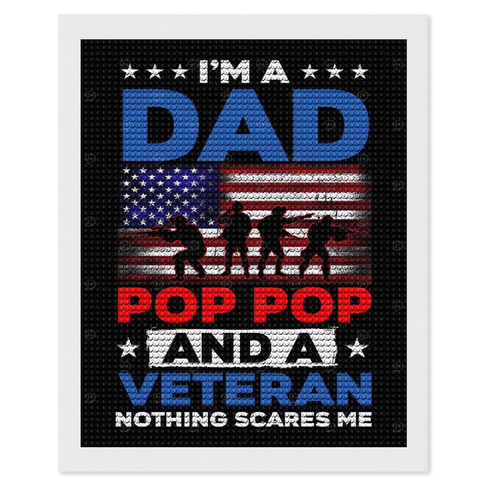 Junmoney Dad Veteran Diamond Painting Set 16"x20", for Adults, Decorate Your Room, Thoughtful Handmade Gift, Boho Decor, with Tool Kit