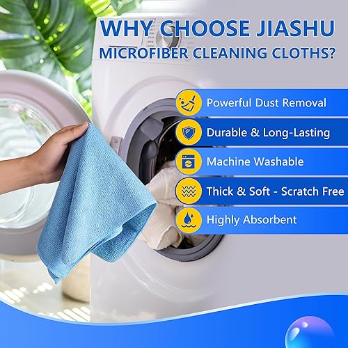 Miniatura 7 de JIASHU Paño de limpieza de microfibra, suministros de limpieza altamente absorbentes, paños sin pelusa para múltiples usos, potentes trapos de