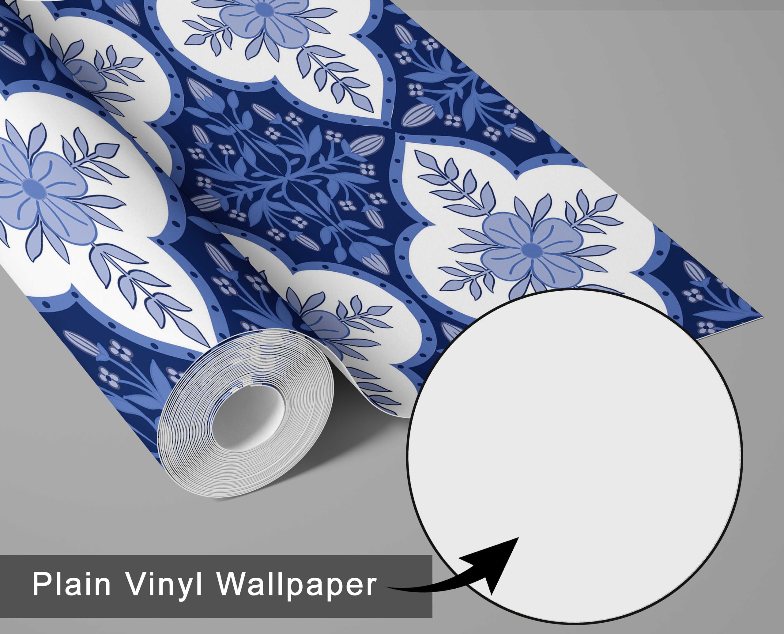 S4Sassy Zdejmowana wodoodporna owijka ścienna, mozaika na ścianę, mozaika druk papier kontaktowy do backsplash, kuchnia, samoprzylepna rolka tapety winylowej, dekoracja domu DIY - niebieska - 63 cm x