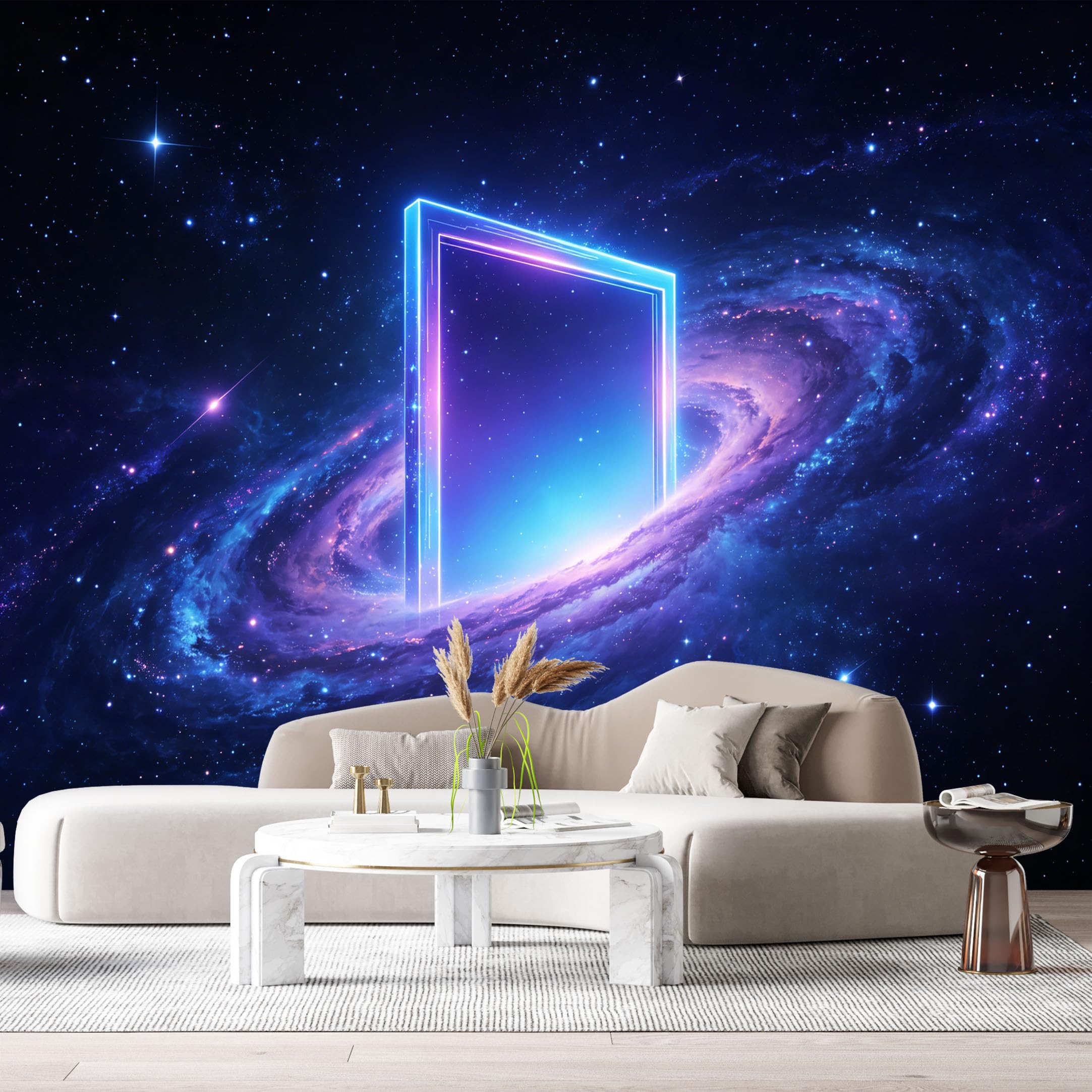 Custom Size Wall Murals Cosmic Galaxy Abstract Neon Portal Space Scene SelfAdhesive Wall Fabric Removable Large Wallpaper for Photo Living Room