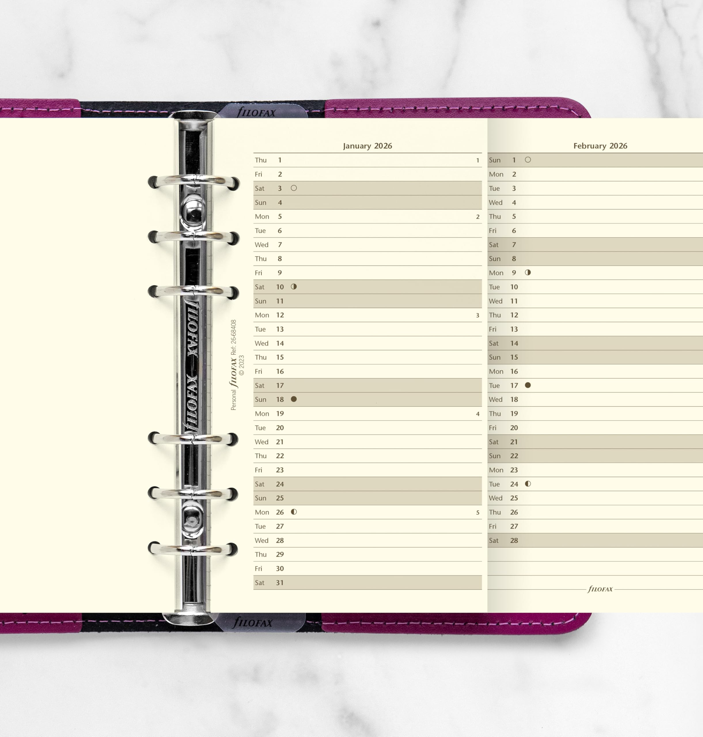 Filofax Personal Vertical Year Planner 2026 cotton cream, A5 - Image 2