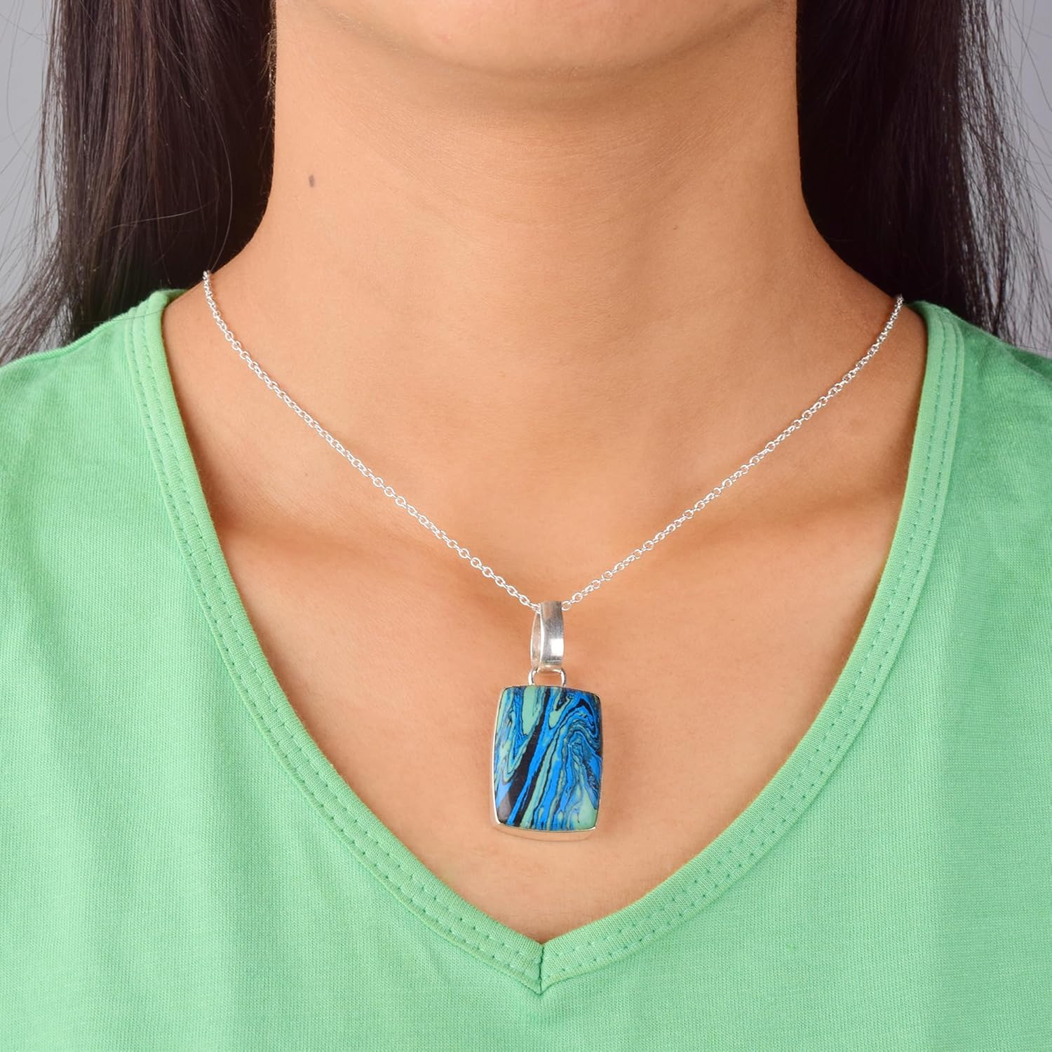 Blue Agate Crystals Pendant Necklace, Unusual Gemstone, Dainty Women Fashion Jewelry, Birthday, Gift for Her, Gemstone Jewelry (blue agate B) - Image 8