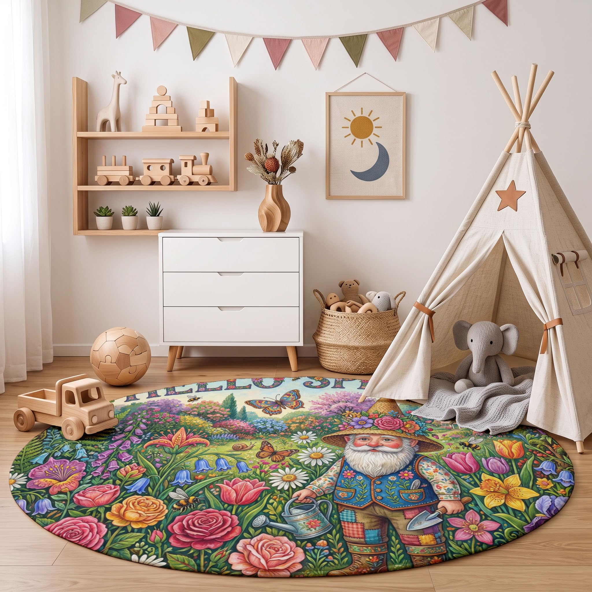 Tapis Rond Jardinage 100 cm Lavable Machine